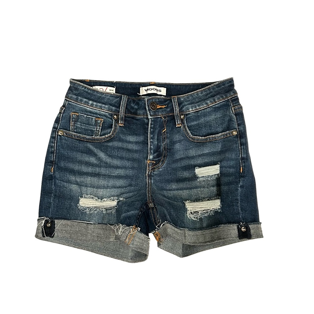 Donated - not for sale. Vigoss Women's Distressed Jean Shorts Dark Blue